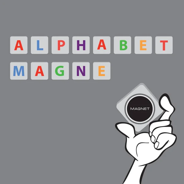 Magnetic Letters Alphabet Teaching Children Placing Information Metal Surfaces Letter — Stock Vector