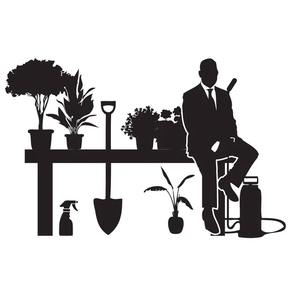 Ilustracja Wektora Zdrowia Roślin Biznesmenem Dbającym Rośliny — Wektor stockowy