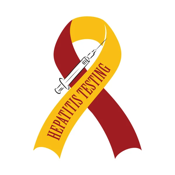 Hepatit Testi Ihtiyacını Anlamak Için Sarı Kırmızı Kurdele — Stok Vektör