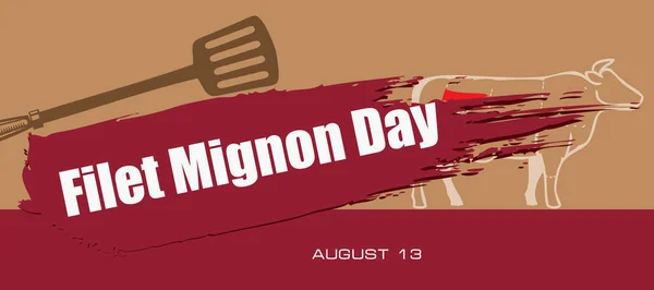 Cartão Para Dia Agosto Evento Dia Filet Mignon Nacional — Vetor de Stock