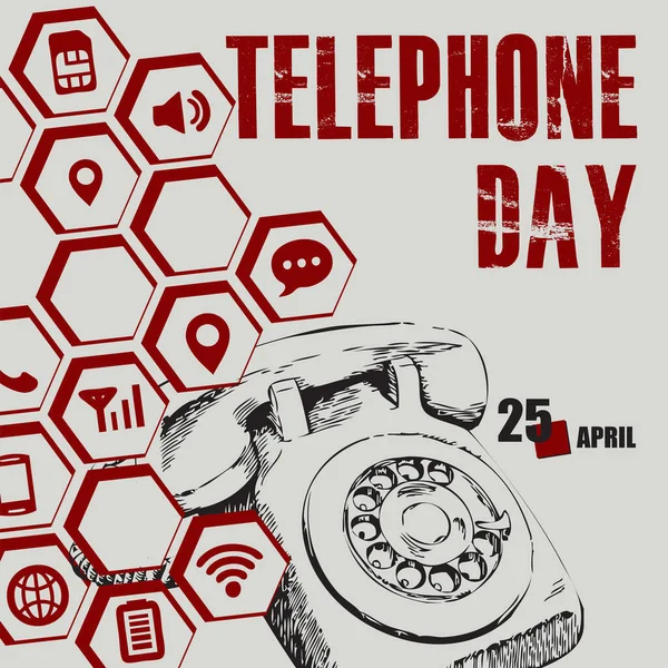 Coroczne Święto Kalendarzowe Związane Technologią Elektroniką Komunikacją Narodowy Dzień Telefoniczny — Wektor stockowy