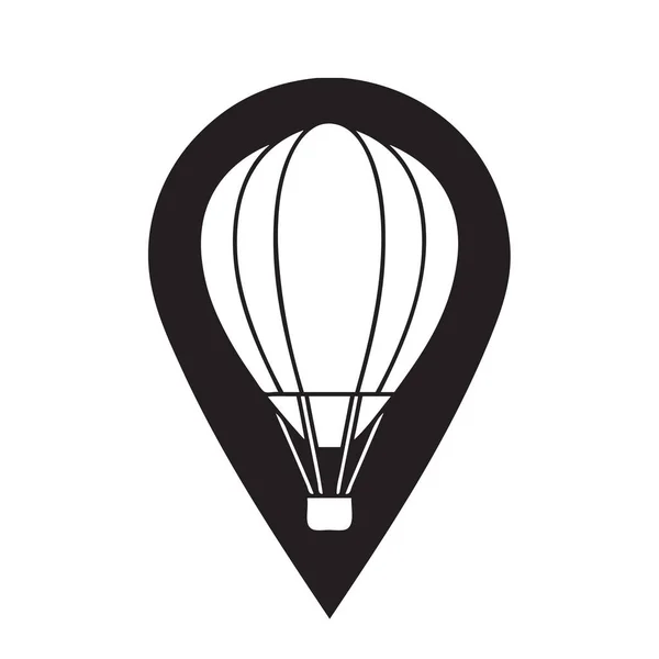 Hot Air Balloon Χάρτη Υπογράψει Για Σηματοδοτήσει Θέση Εκτόξευσης — Διανυσματικό Αρχείο