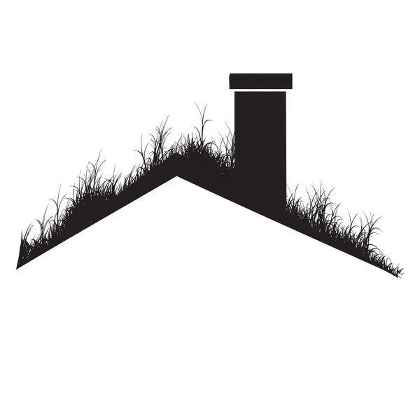 造園付き住宅の屋根 緑の屋根 — ストックベクタ