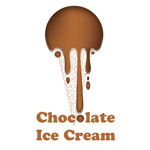 Плакат Шоколадного Мороженого Виде Мяча Вафельной Чашки — стоковый вектор