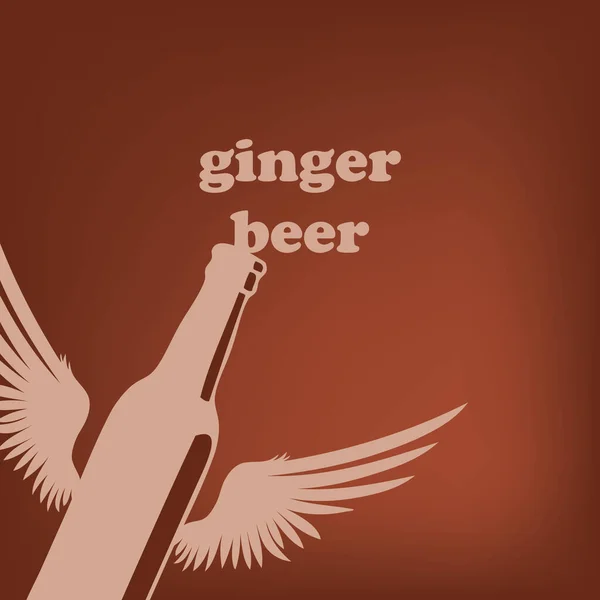 Μπουκάλι Μπύρας Φτερά Αφίσα Μπύρας Τζίντζερ — Διανυσματικό Αρχείο