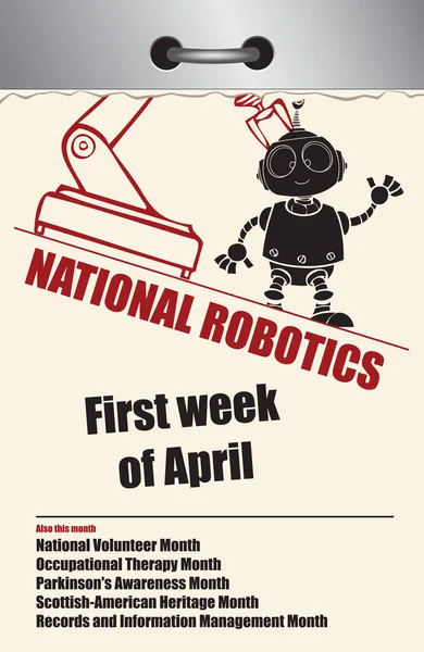 Многостраничный Календарь Старого Стиля Апрель Национальная Неделя Робототехники — стоковый вектор