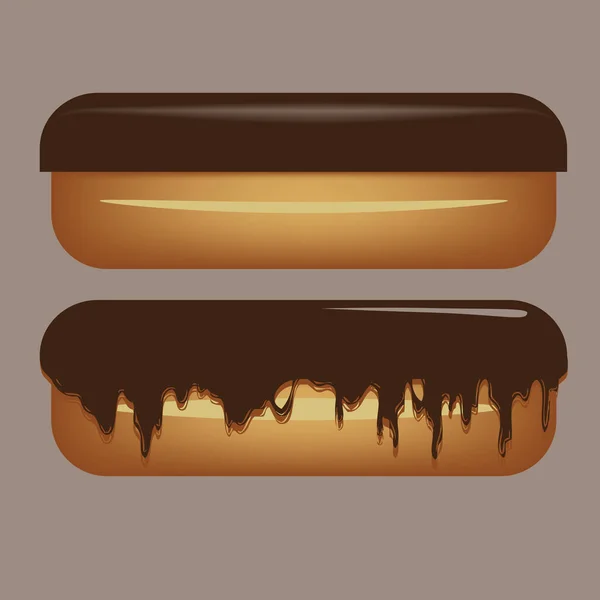Ilustrație Vectorială Ciocolatei Eclair Două Variante — Vector de stoc
