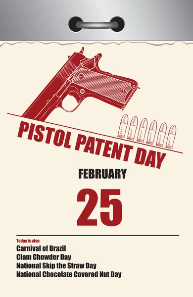 Calendario Strappo Multi Pagina Vecchio Stile Febbraio Pistola Patent Day — Vettoriale Stock