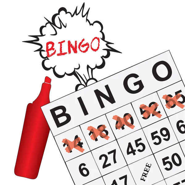 Vektorová Ilustrace Pro Hru Bingo Vyznačenými Vylosovanými Čísly — Stockový vektor