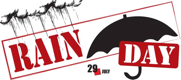 Temmuz Etkinliği Için Damgalanmış Metin Yağmur Günü — Stok Vektör
