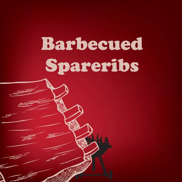 Prato Dia Independência Tradicional Barbecued Spareribs — Vetor de Stock