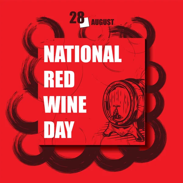 Kalendarz Obchodzony Jest Sierpniu Narodowy Dzień Czerwonego Wina — Wektor stockowy