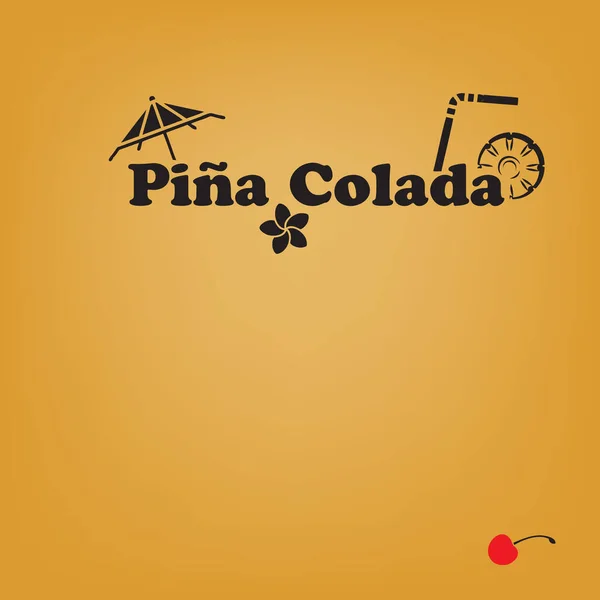 普通鸡尾酒Pina Colada海报 — 图库矢量图片
