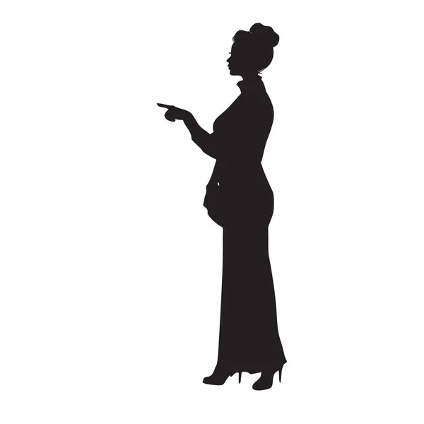 Femme Éducatrice Pointe Durement Son Doigt Illustration Vectorielle — Image vectorielle