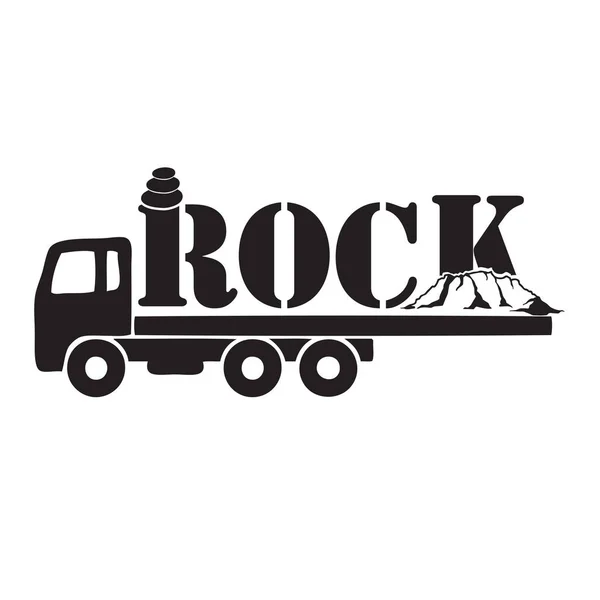 Steen Een Vrachtwagen Met Verder Transport — Stockvector