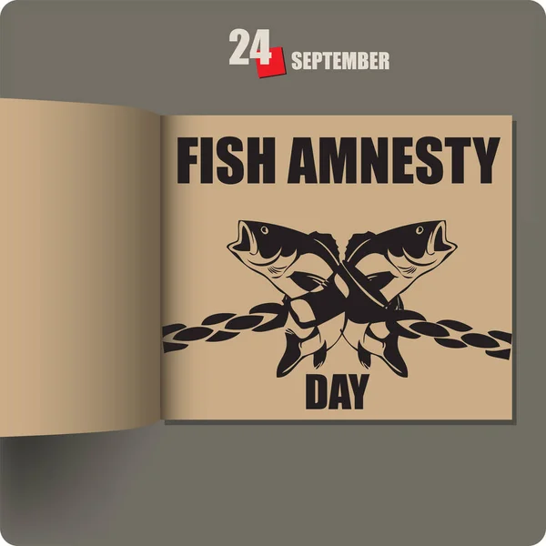 Album Spread Date September Fish Amnesty Day — Stock Vector