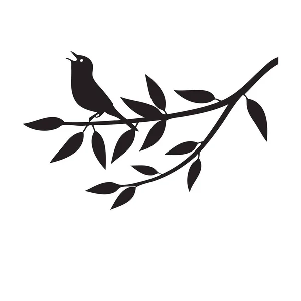 Bird Sings Branch — Stock Vector