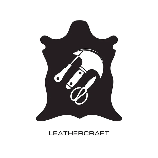 Ilustração Vetorial Para Embarcações Leathercraft Com Ferramentas Pele Animal — Vetor de Stock