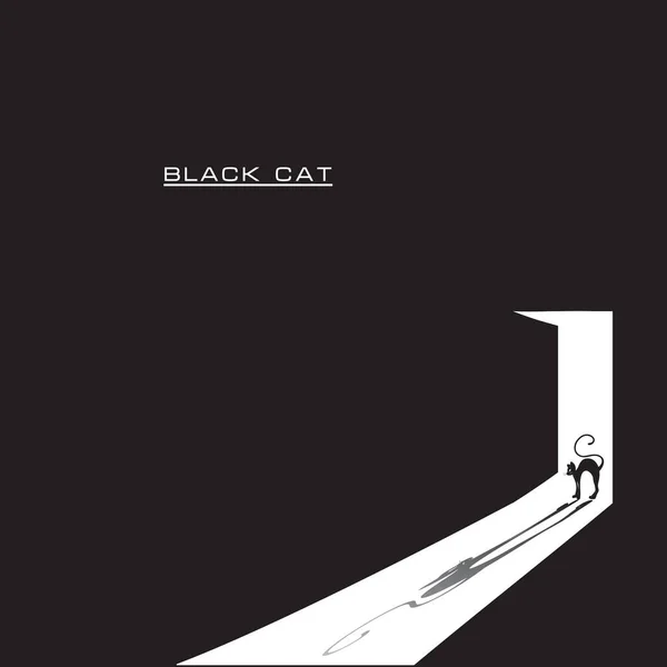 Fekete Macska Egy Sötét Szobában Vektorillusztráció — Stock Vector