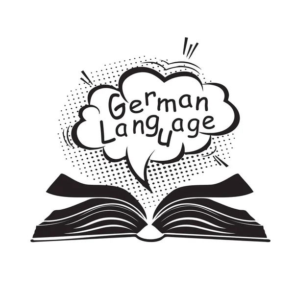 Abrir Livro Com Mensagem Sobre Língua Alemã — Vetor de Stock