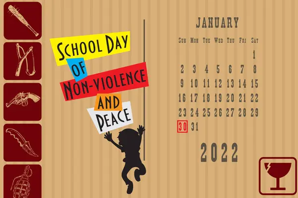 Standard Postcard Page Calendar Dates January 2022 School Day Non — Stock Vector
