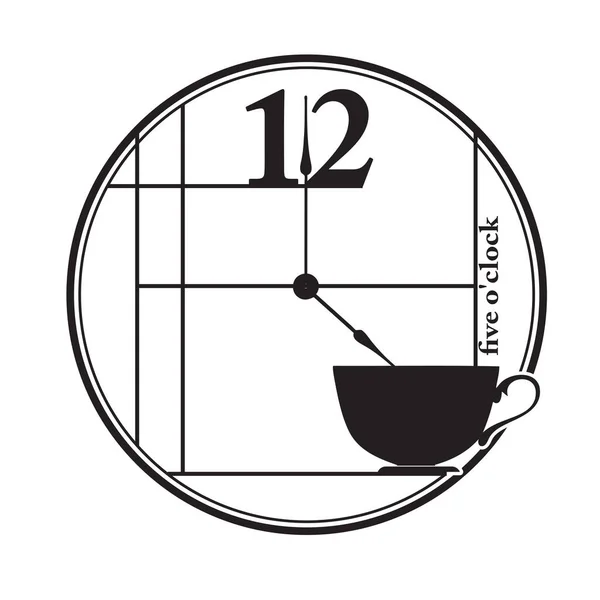 Clock Reminder Tea Five Clock — Stock Vector