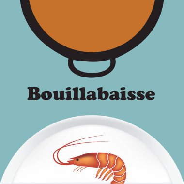 Fransız mutfağı için deniz ürünleri ve Bouillabaisse posterleri.