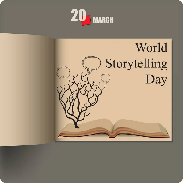 Albumspridning Med Datum Mars World Storytelling Day — Stock vektor