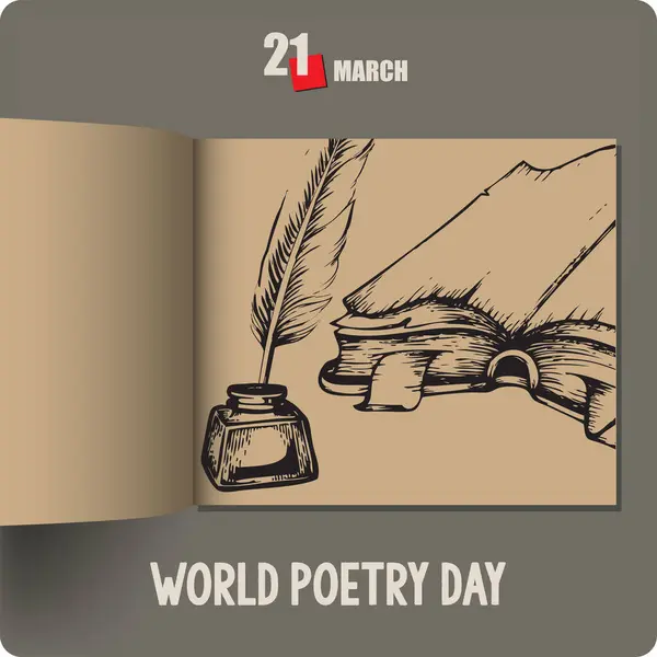 Альбом Поширився Датою Березні Всесвітній День Поезії — стоковий вектор