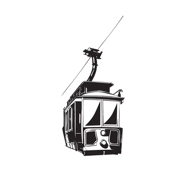 Aiなしのケーブルカー手描きベクトル画像 — ストックベクタ
