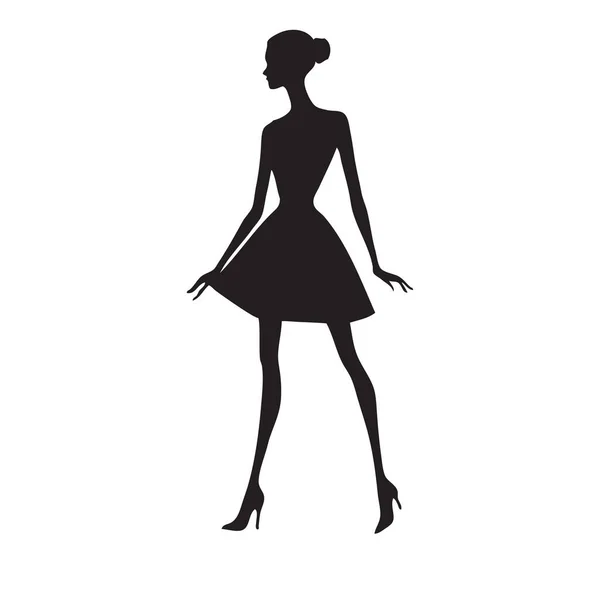 Молода Жінка Короткій Сукні Мальоване Вручну Векторне Зображення — стоковий вектор