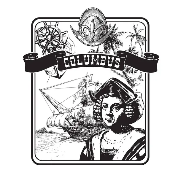 Герб Присвячений Колумбу Його Відкриттю Ліцензійні Стокові Ілюстрації