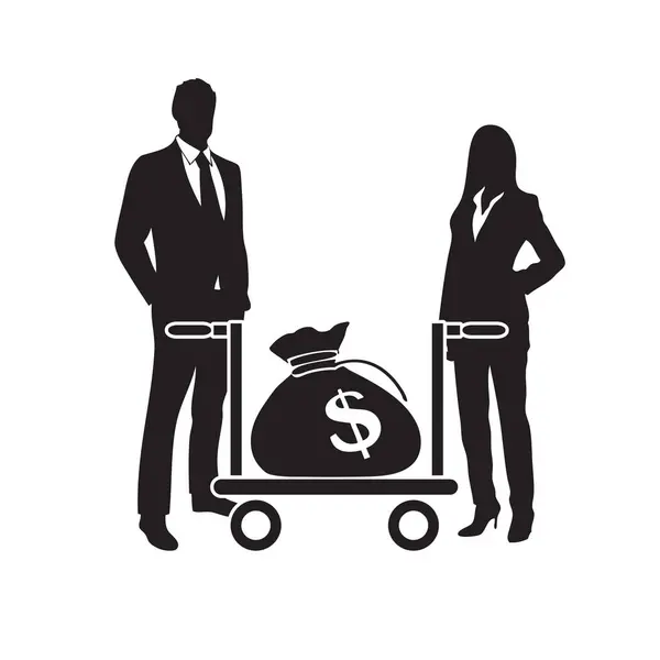 Industrial Wheelbarrow Bag Money Equal Pay Gráficos Vetores