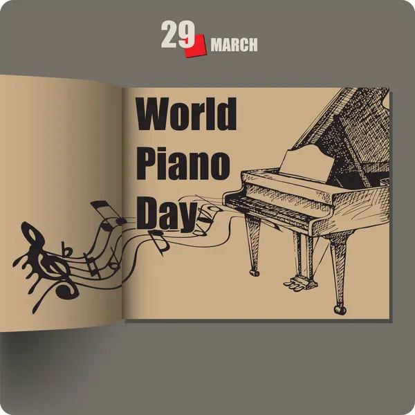专辑发行日期为3月 世界钢琴日 矢量图形