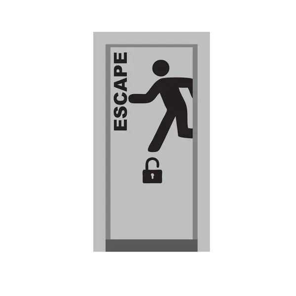 Escape Símbolo Puerta Con Inscripción Cerradura Abierta — Archivo Imágenes Vectoriales