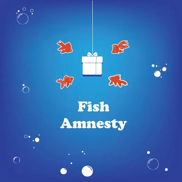 Fish Amnesty Poster Raises Awareness Life Fish Calls Protection Стоковый вектор