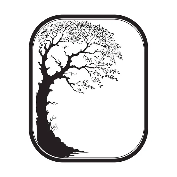 Starý Strom Rámu Ručně Kreslený Vektorový Obrázek Bez Royalty Free Stock Ilustrace