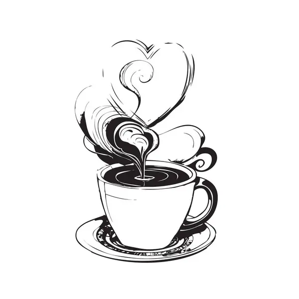 Visualizzazione Simbolica Dell Amore Immagine Vettoriale Disegnata Mano Del Caffè Grafiche Vettoriali