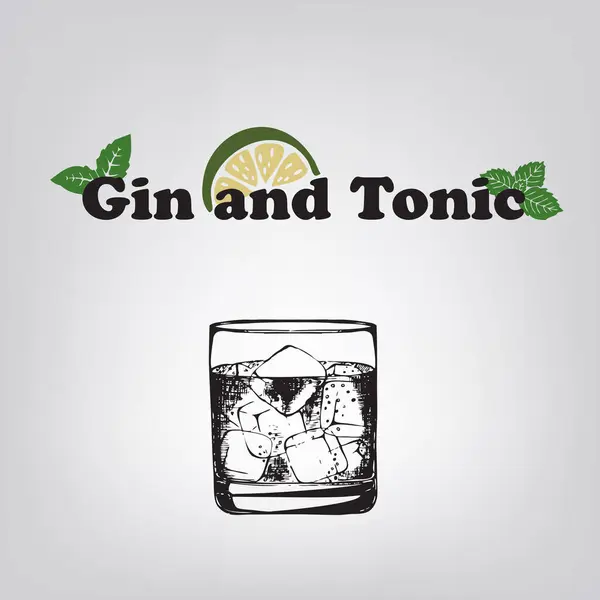 Manifesto Popolare Cocktail Alcolico Gin Tonico Illustrazione Stock