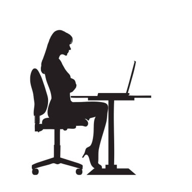 bilgisayar başında oturan bir kız silüeti