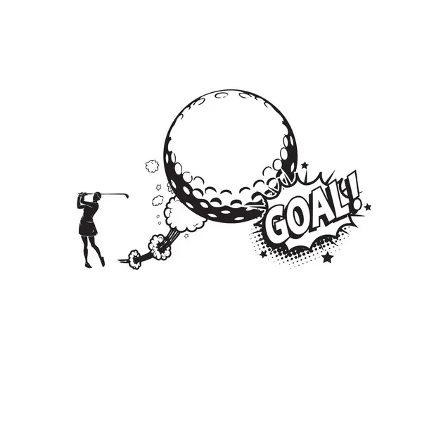 Golfer Shot Hits Mark Vector Illustration Ilustración de stock
