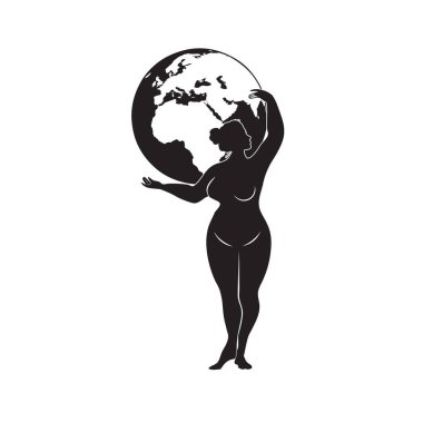 Woman holding the globe on her shoulders - Goddess of fertility clipart