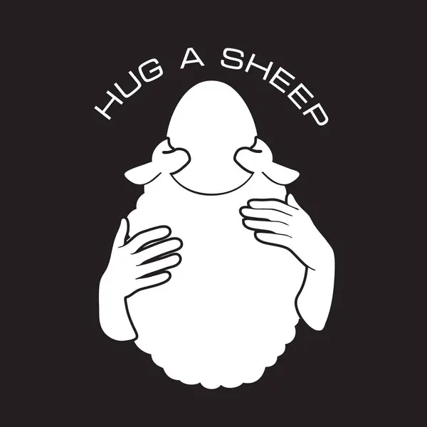 Mostrando Afeto Animal Fazenda Abraçar Uma Ovelha Ilustração De Stock