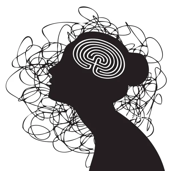 Logické Myšlení Pomáhá Vyhnout Zmatkům Lidský Mozek Podobě Labyrintu Vektorová Grafika