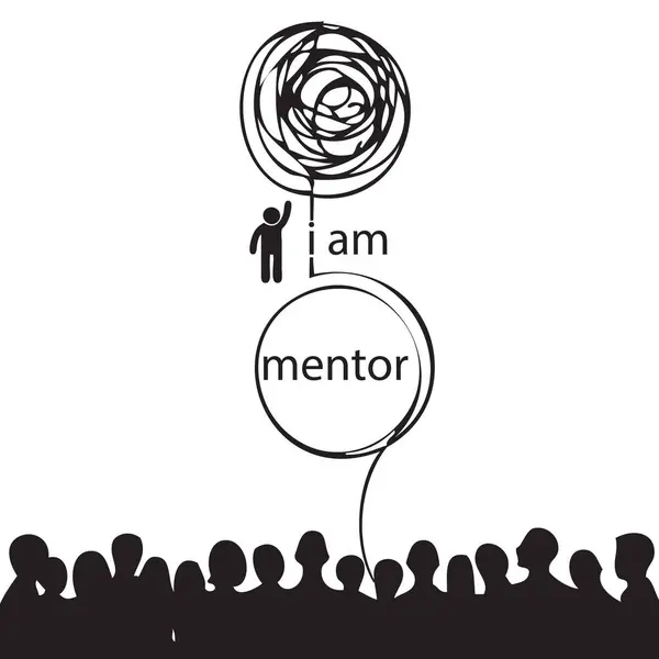 Mentor Expert His Field Who Helps Less Experienced Person Illustration De Stock