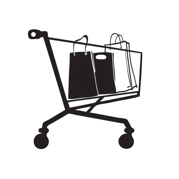 stock vector Shopping Cart with paper bags. Vector illustration