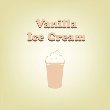 Büyük bardakta vanilyalı dondurma. Vektör illüstrasyonu