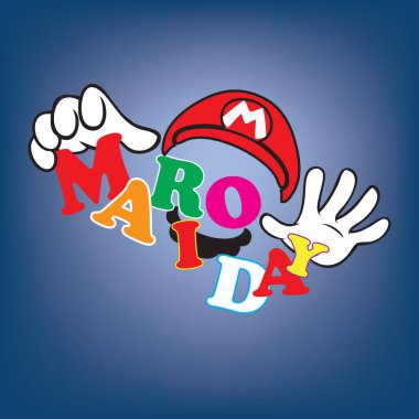 Mario Günü için poster, vektör illüstrasyonu