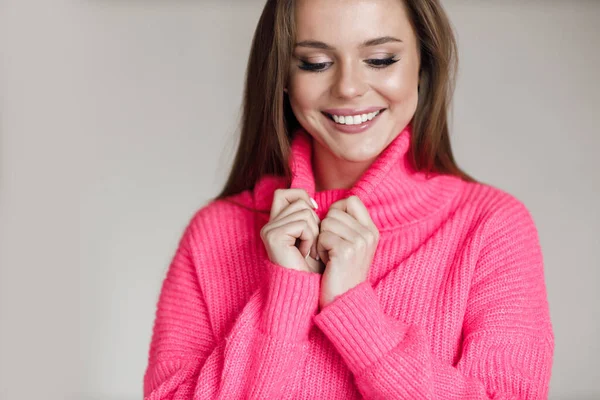 Young Smiling Woman Indoors Cozy Wear High Quality Photo Royalty Free Stock Images