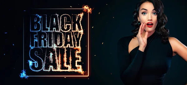Black Friday Sale Concept Bred Horisontell Banner Design För Webbplats — Stockfoto